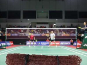 Brown Nylon tournament badminton net